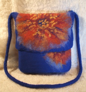 Blue and Orange Handbag still drying